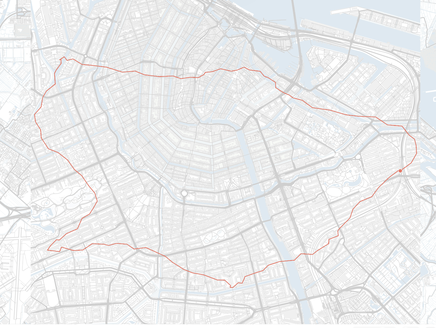 A route map product preview with a running route drawn across the city