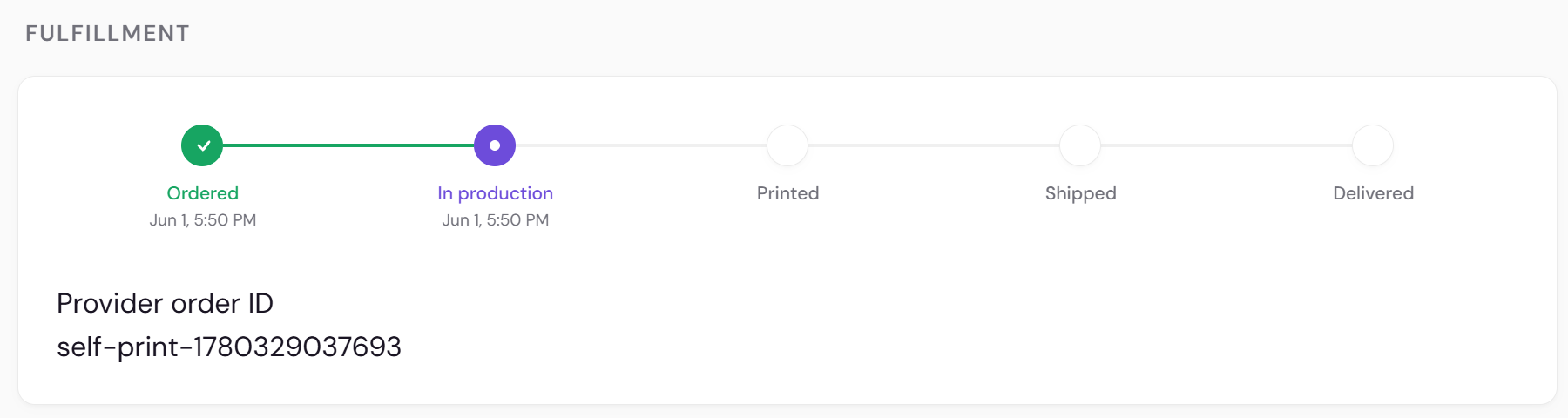 Order routing view showing a personalized order sent to a connected print partner